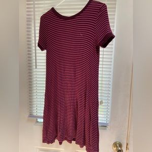 Gap Burgundy Striped T-Shirt Dress; S